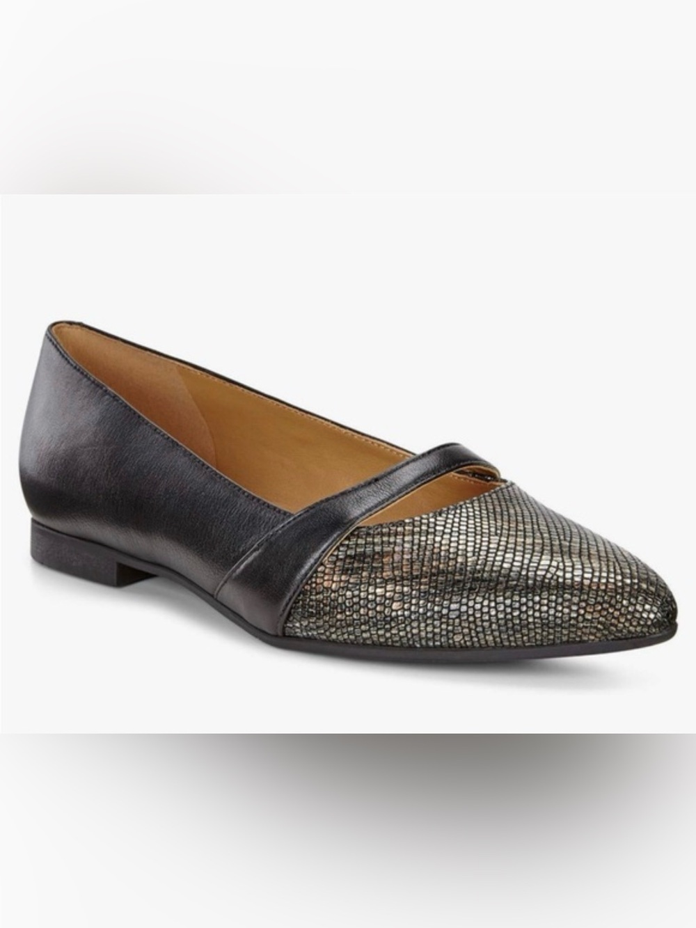 VGUC- Ecco ‘Akita’ Pointed Toe Leather Ballet Flat